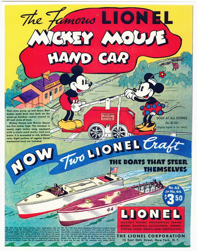 The Famous Lionel Mickey Mouse Hand Car Print Ads hobbyDB
