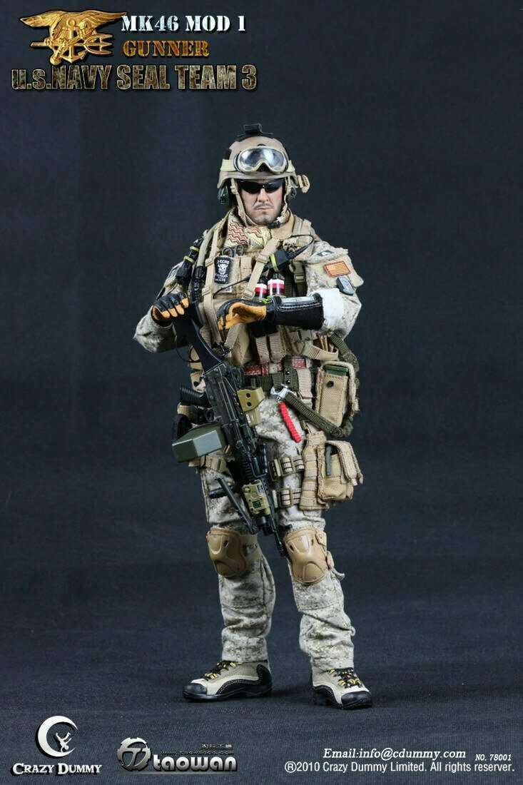 格安即決 1 mod Mk46 - 3 Team SEAL Navy U.S. Gunner Figures Action | ミリタリー