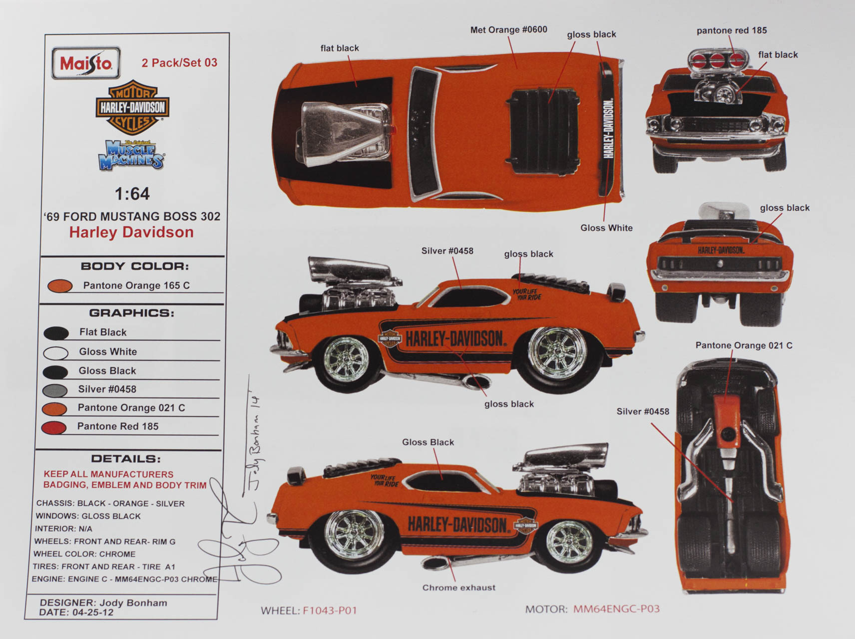 Design E-Sheet for 1969 Ford Mustang Boss 302 | Manuals and