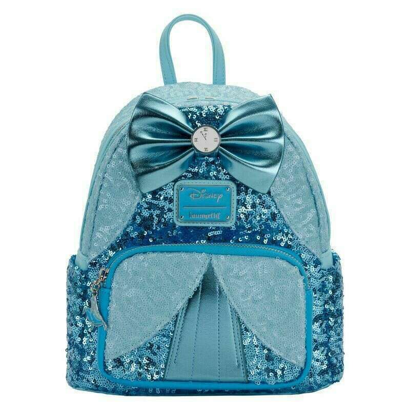 Loungefly Disney Blue Sequin Cinderella Castle Snow Globe Mini Backpack, Women's, Size: One Size