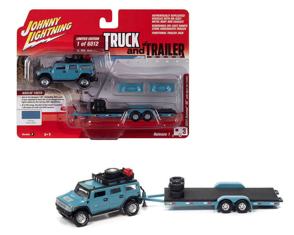 Johnny Lightning 164 Truck and Trailer Hummer H2 with Open Trailer