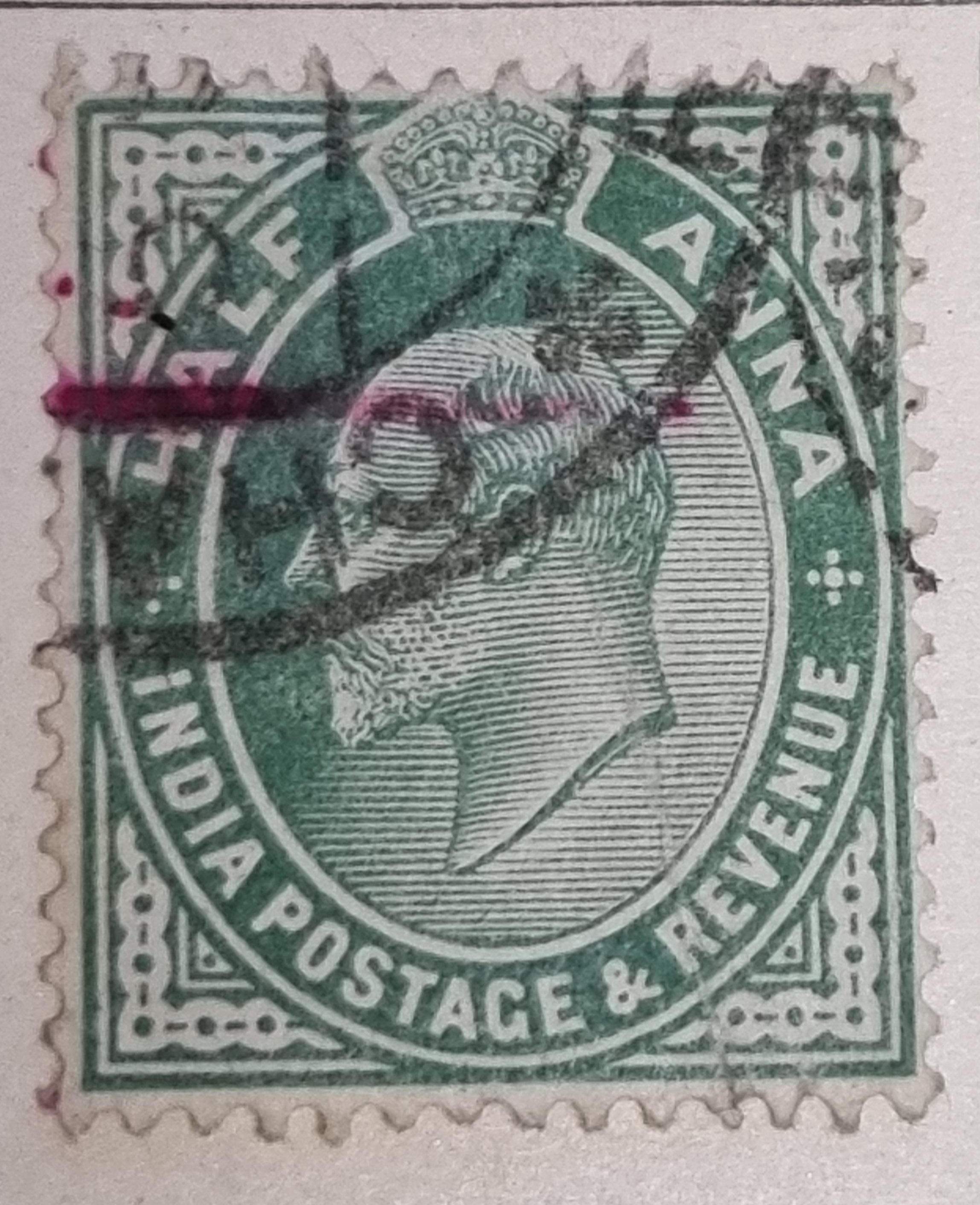 1/2 anna effigy of Edward VII legend postage and revenue Stamps hobbyDB