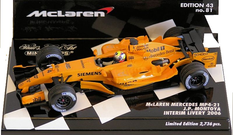Mclaren Mercedes Mp4 21 Juan Pablo Montoya Test Car 06 Model Racing Cars Hobbydb