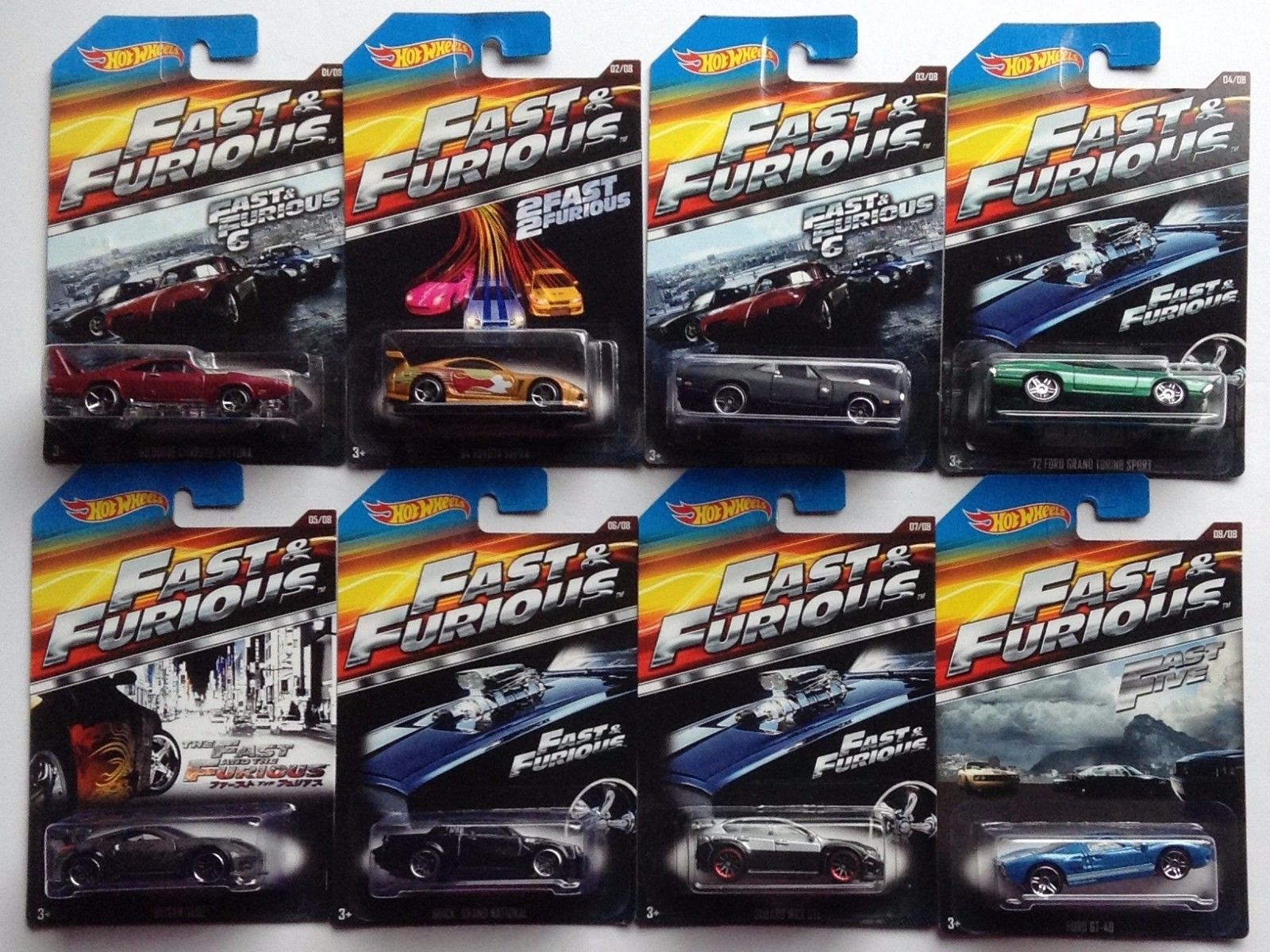 2015 Hot Wheels Fast & Furious Complete Set of 8 Walmart Exclusive. 