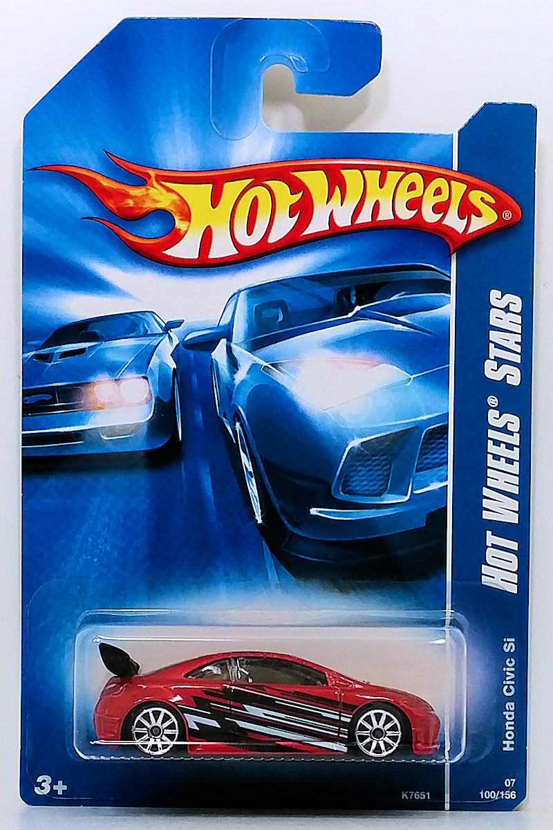 2007 Hot Wheels #100 Red Honda Civic Si w/OH5 Spoke Wheels