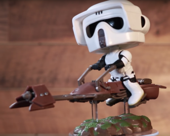 Star Wars Scout Trooper With Speeder Bike Smugglers Bounty Exclusive  Funko Pop 