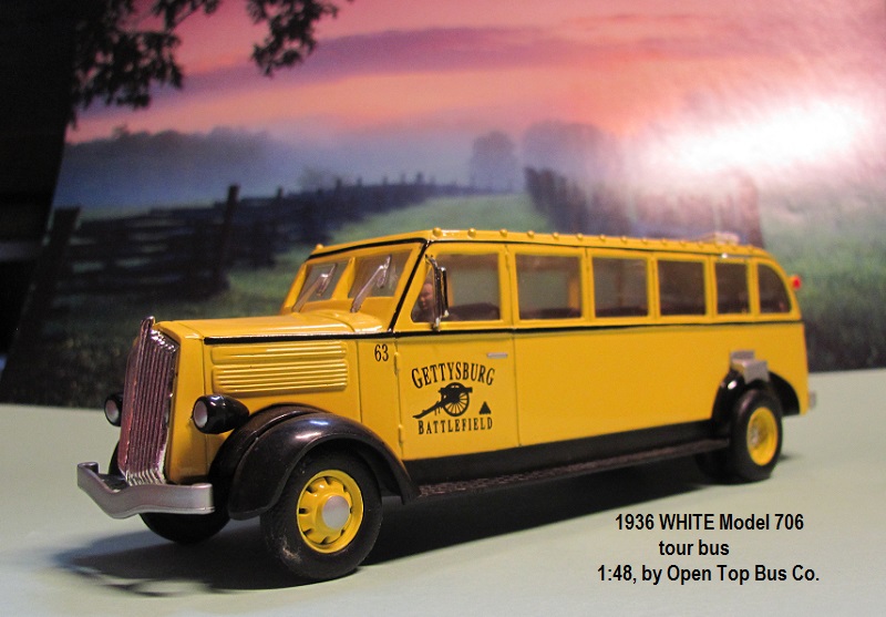 New In Box  Retired 1/48 1936 White Tour Bus Gettysburg  National Park 