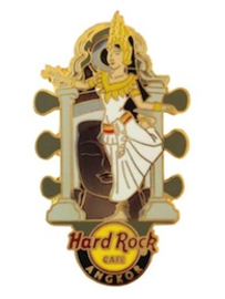 Guitar Head with Apsara Dancer and Buddha Sculpture | Pins
