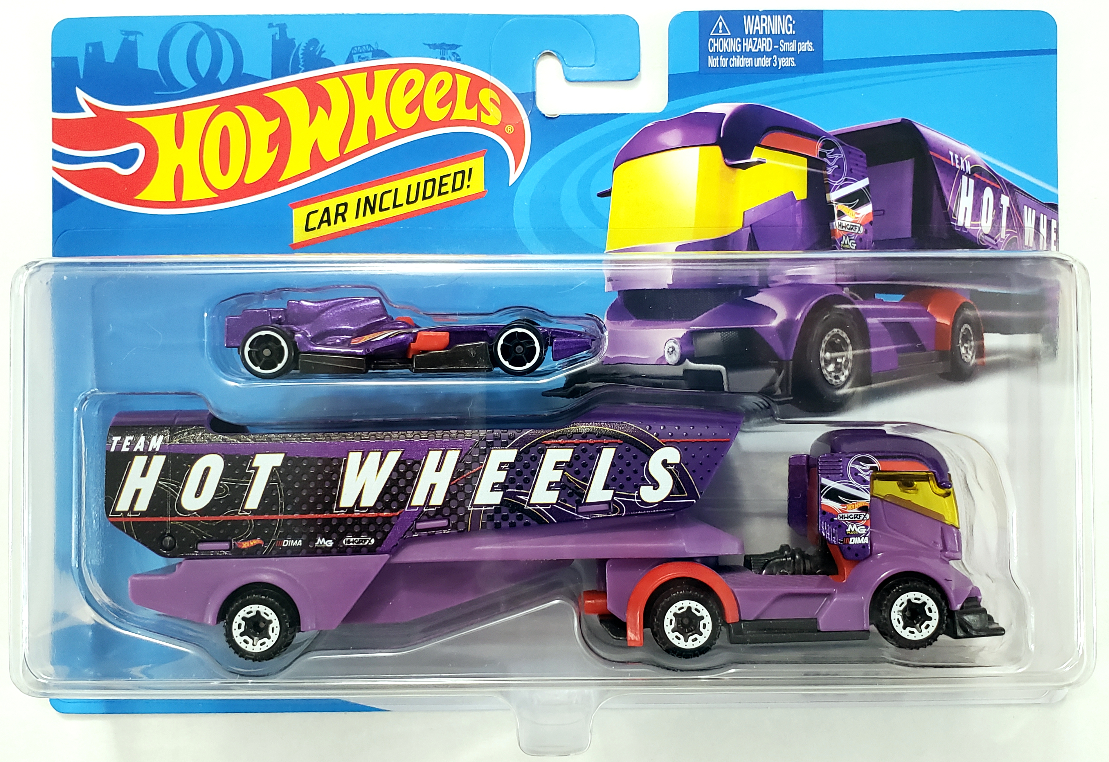 Hot Wheels 2019 Super Rigs Big Rig Heat w/vehicle included #FKW92 1:64 Scale 