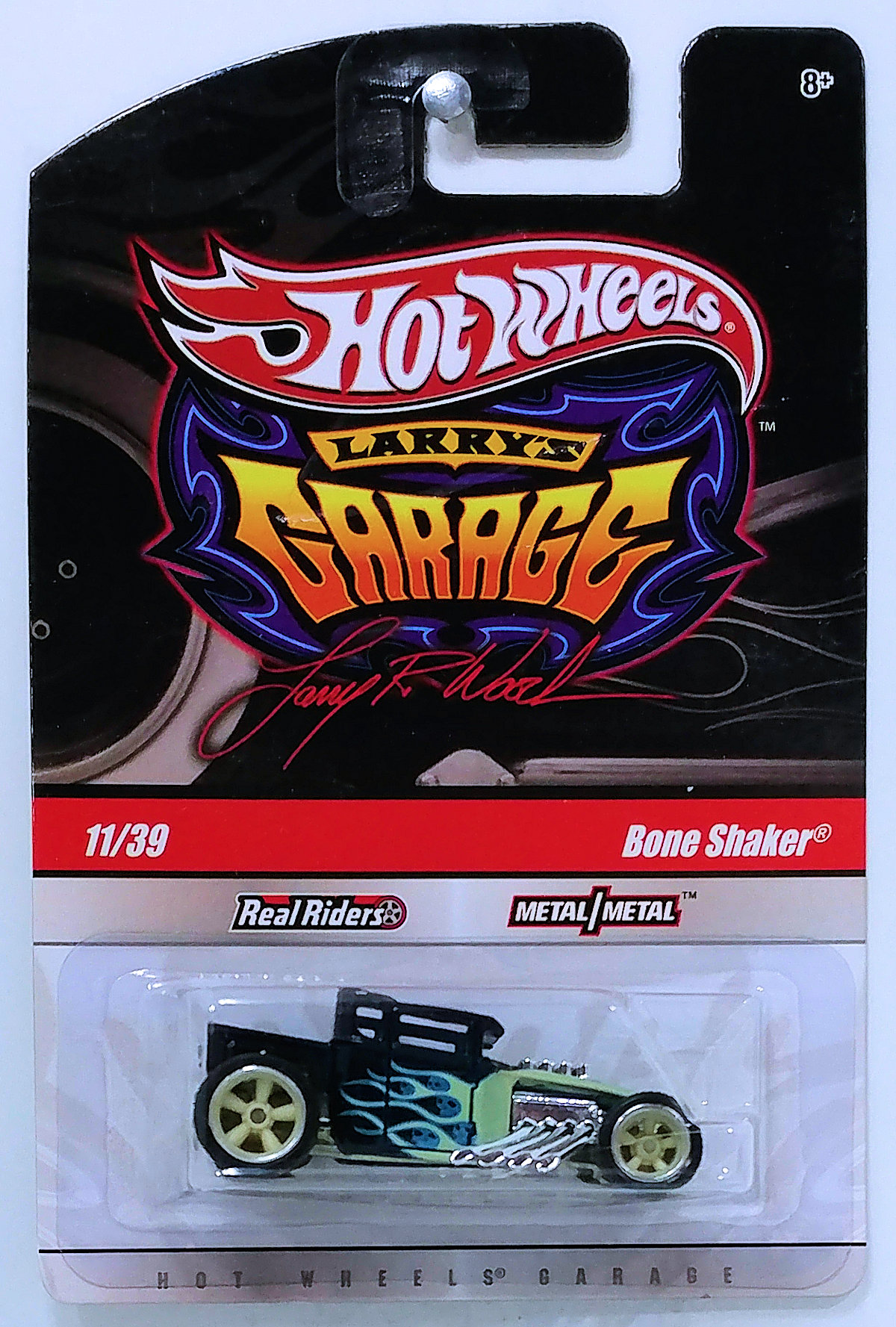 Hot Wheels Larry's Garage Blue & White Bone Shaker w/Real
