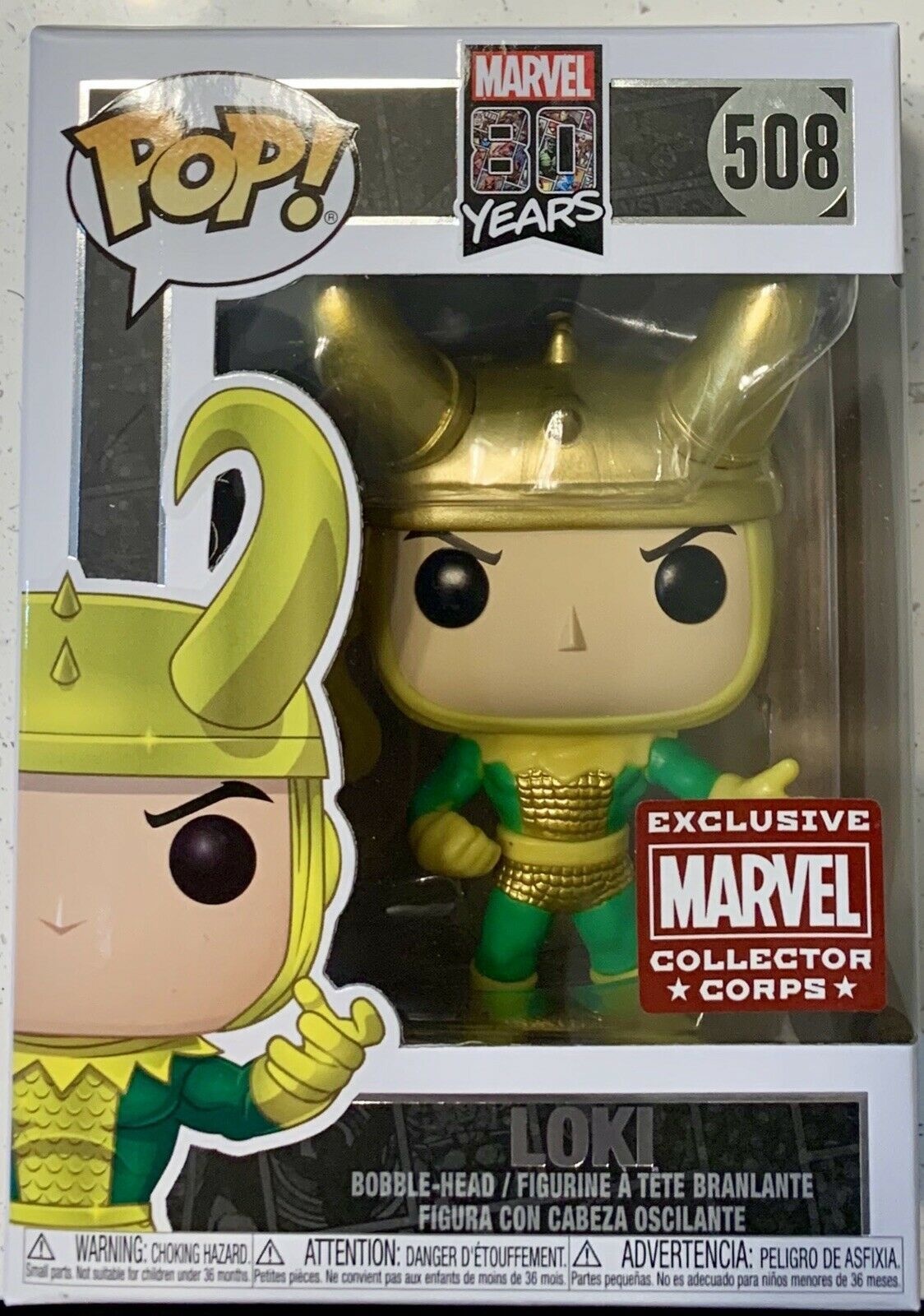 New Funko Pop 80th Anniversary Loki #508 Marvel Collector Corps Exclusive 