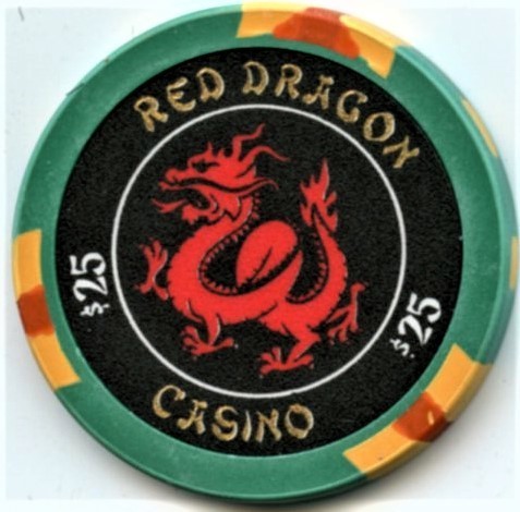 Rush Hour 2 Jackie Chan Lot of 4 Red Dragon Casino Movie Prop Poker Chips $25 