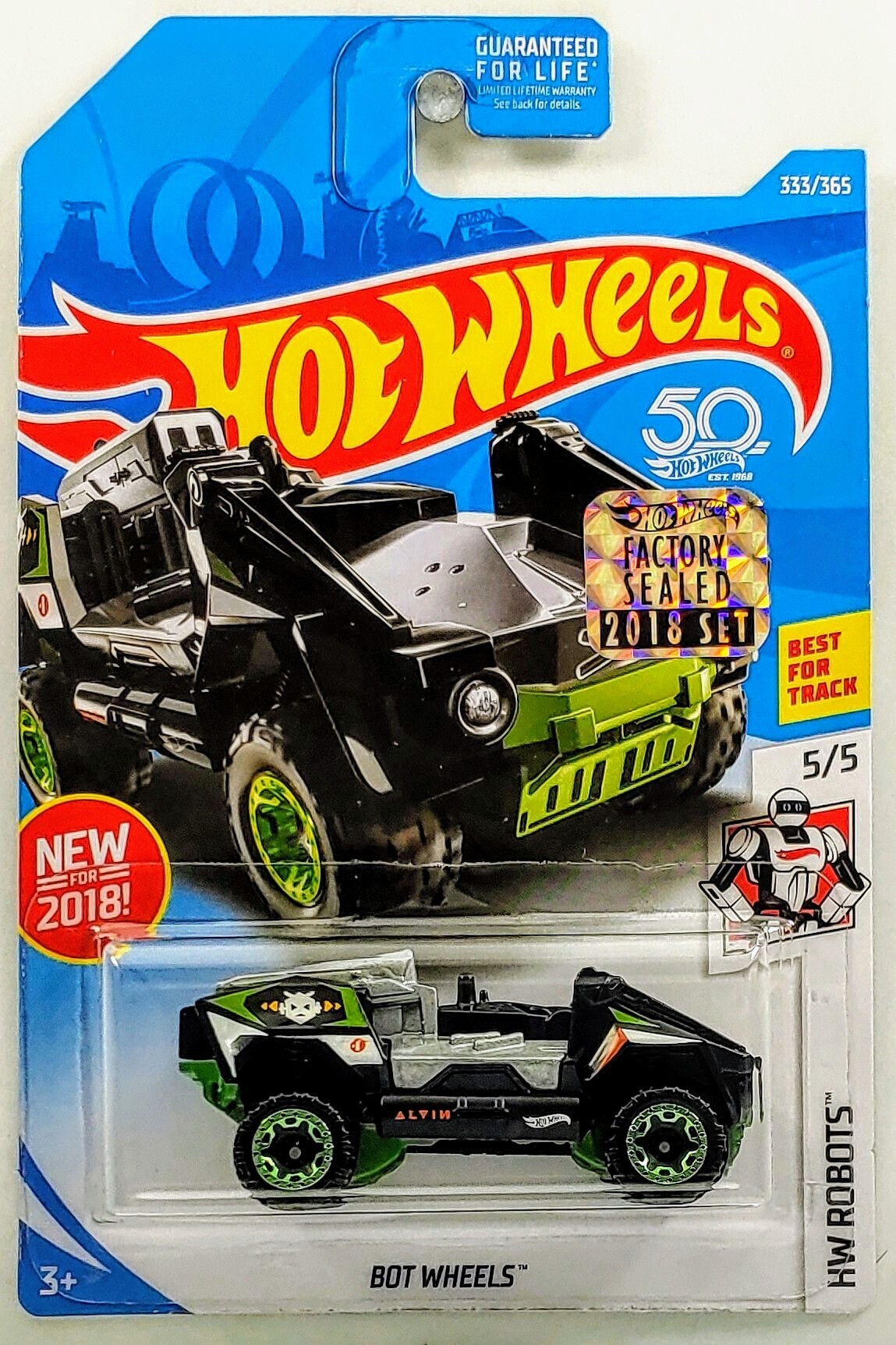 Hot Wheels 2018 #333/365 BOT WHEELS black silver  HW Robots New Casting 2018 