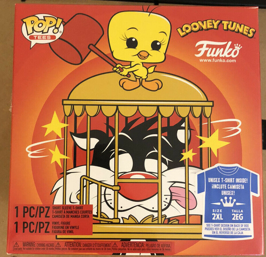 Funko POP Exklusiv OVP NEU Looney Tunes SYLVESTER & TWEETY & Tee Size L, XL 