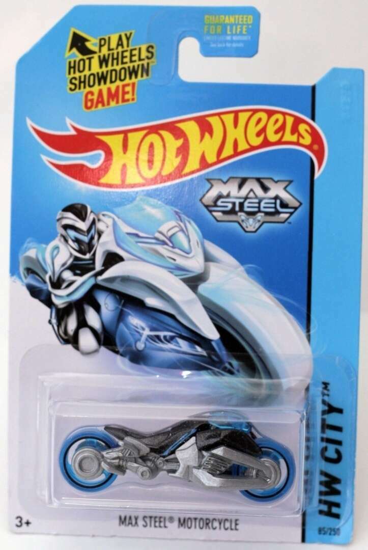 Hot Wheels 2014 HW City Max Steel Motorcycle Black #85/250