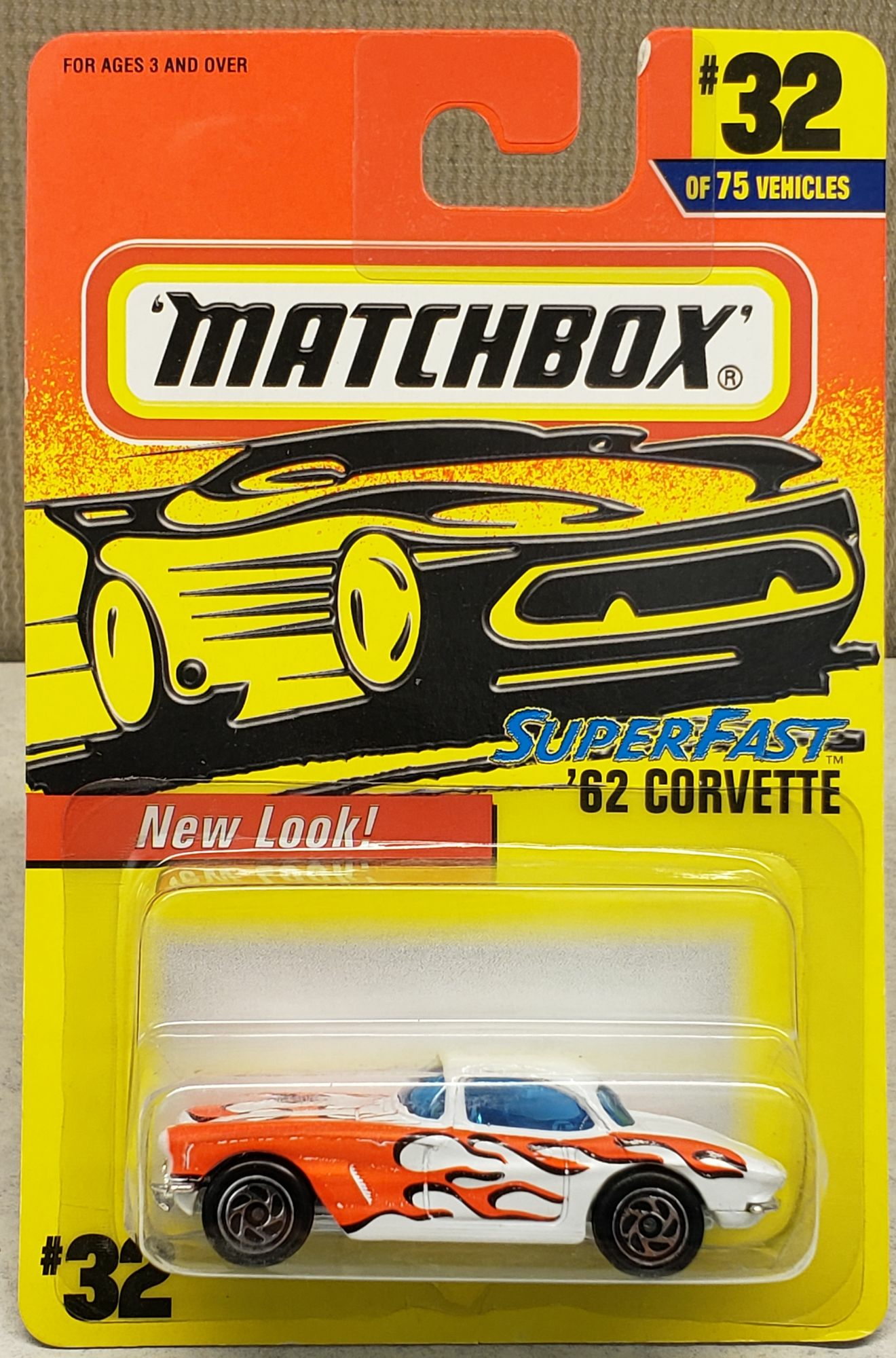 MATCHBOX SUPERFAST 62 Corvette white flames The Toy Peddler