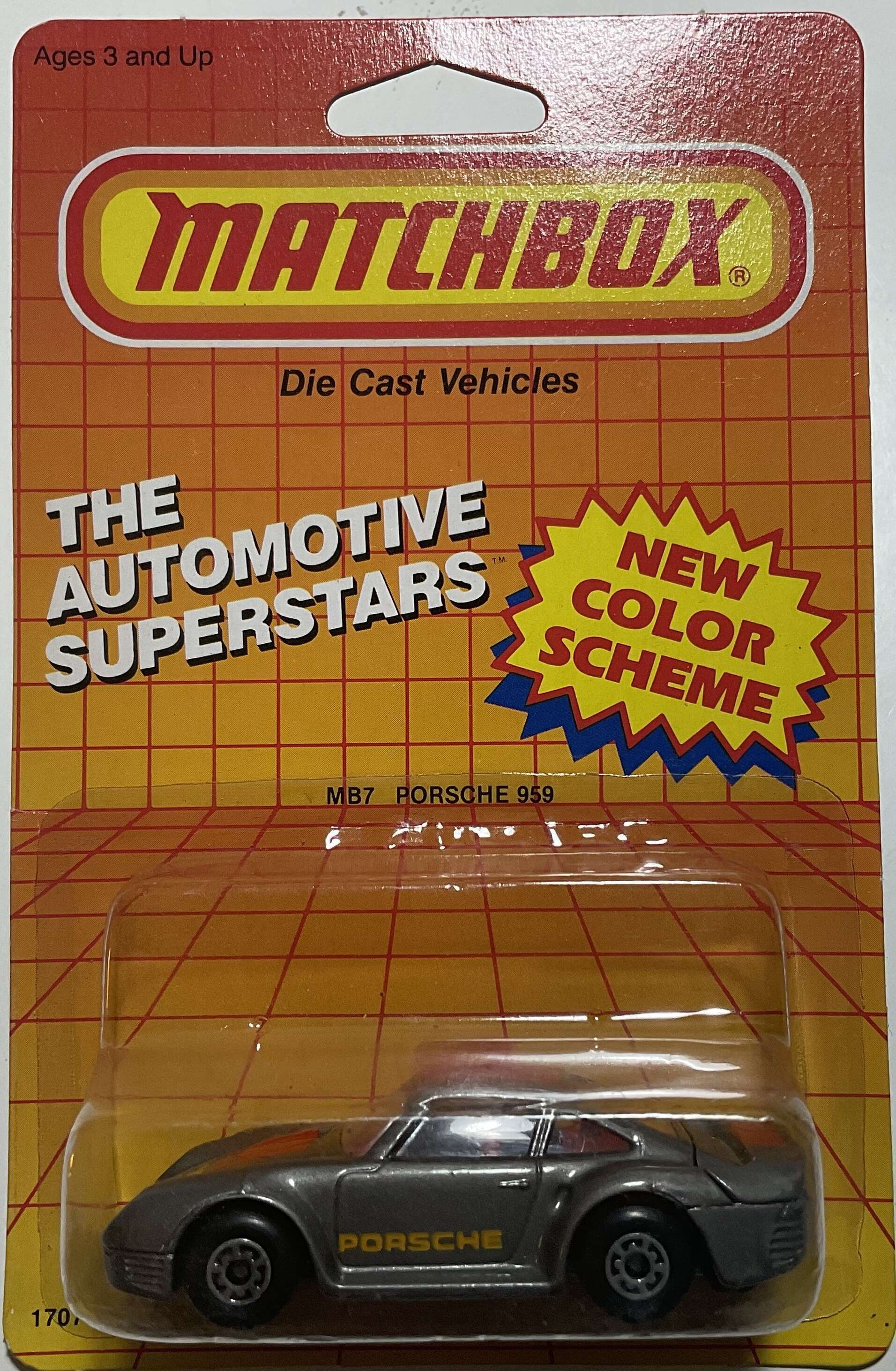 1988 Matchbox Porsche 959 Grey Red MB7 Made in Macau hobbyDB