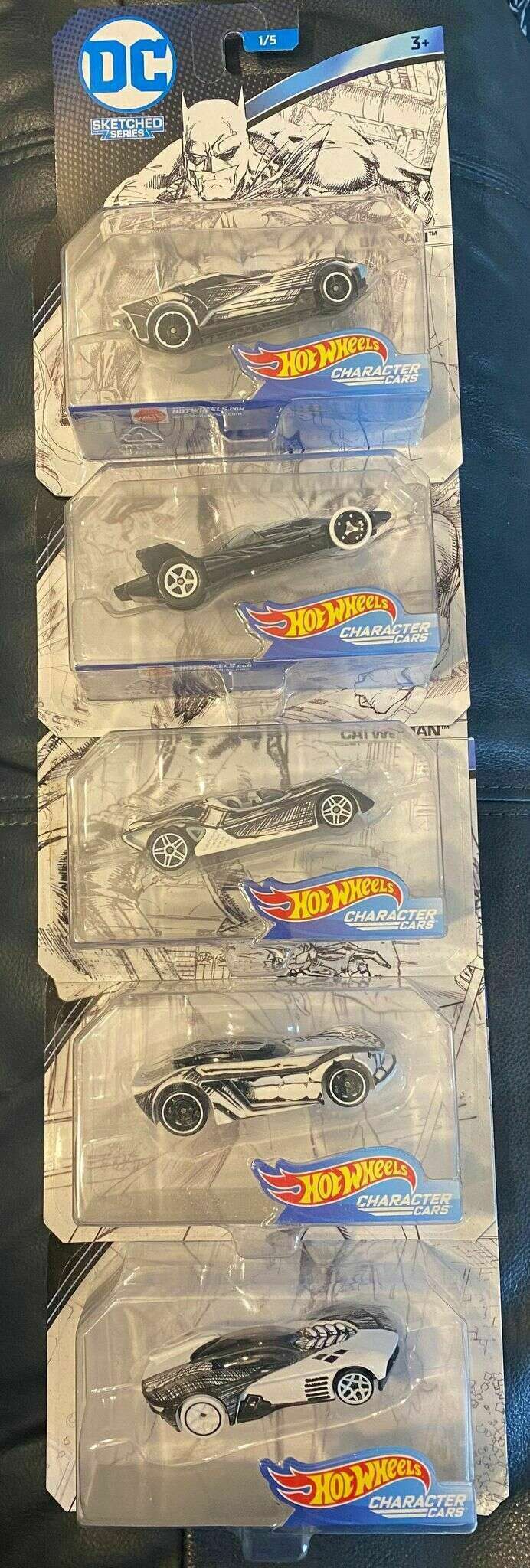 Hot Wheels DC Comics Sketched Series Complete Set of 5 The Toy