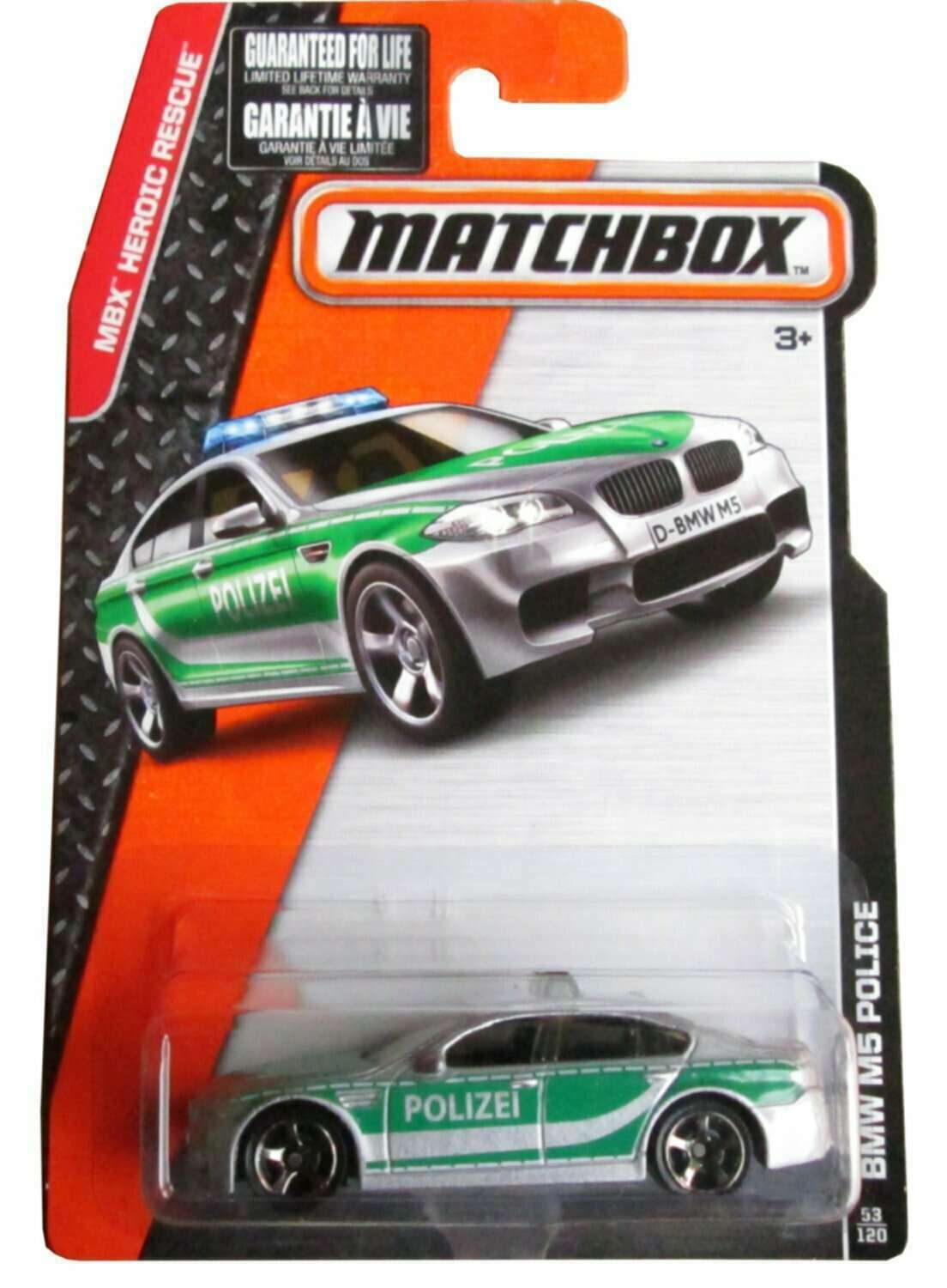 Matchbox 2015 MBX Heroic Rescue BMW M5 Police Polizei Silver Green