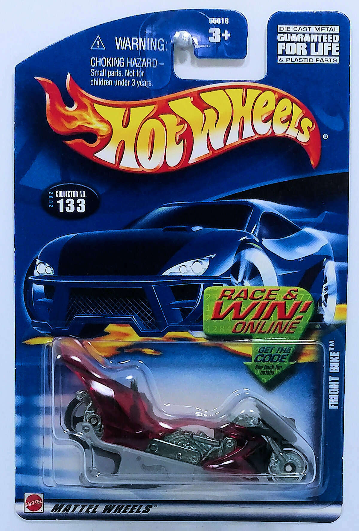 HW Fright Bike TRANSPATENT RED RACE WIN CARD hobbyDB