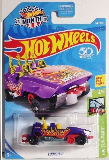Loopster HW Fun Park 3 5 2018 USA Hot Wheels MONTH Card Hands Up Version hobbyDB
