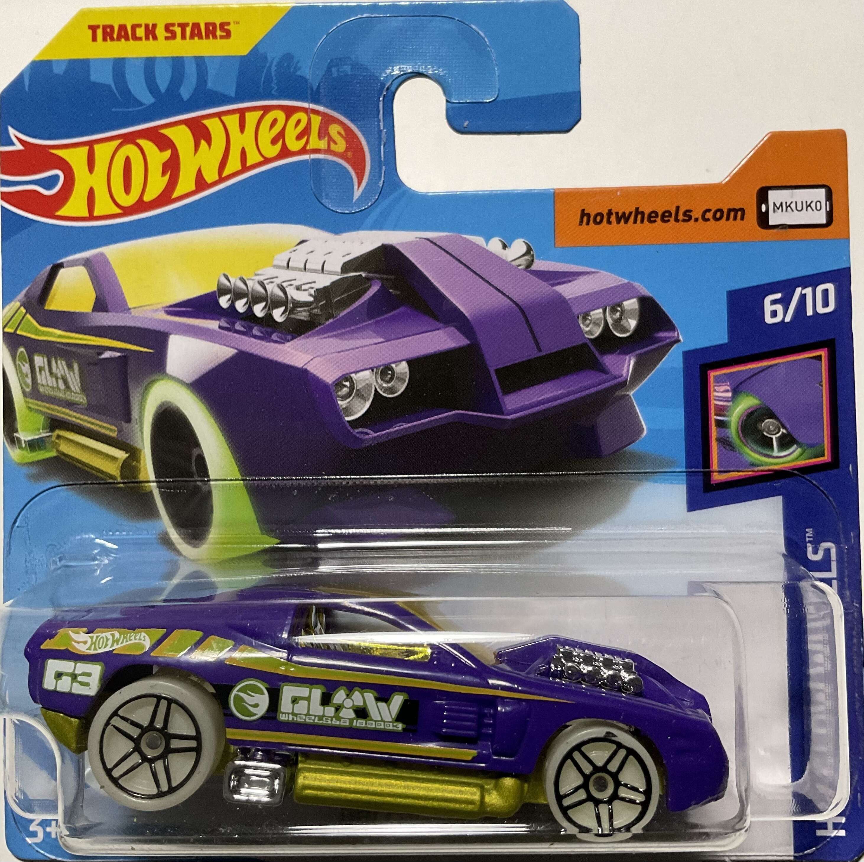 Hot Wheels Short Card 2018 Treasure Hunt HW Glow Wheels Hollowback