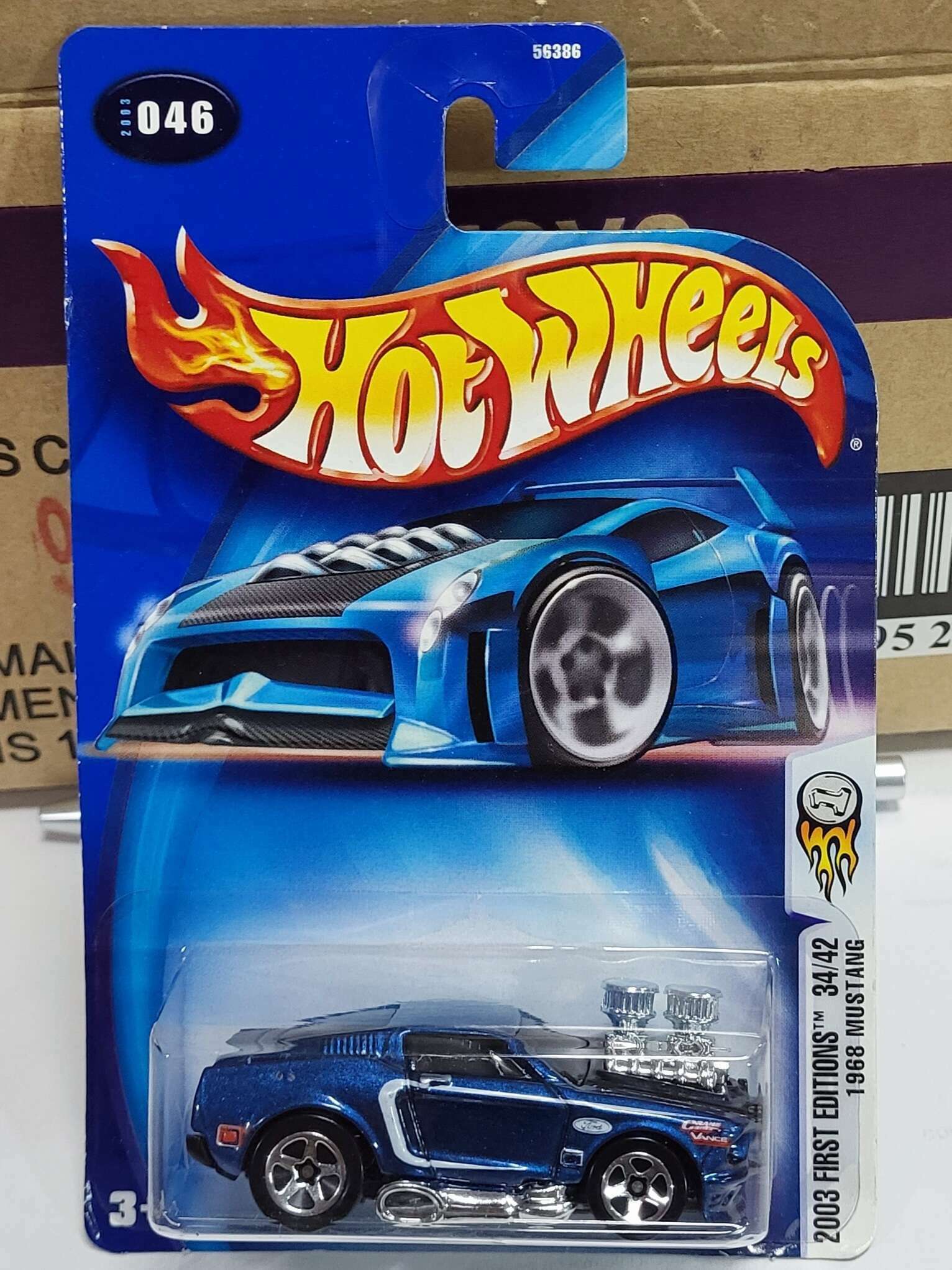 Hot Wheels 2003 First Editions 1968 Mustang Tooned Blue T Hunted