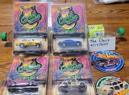 HotWheels 24th Nationals 4 Car Set & both patches plus Dinner car with sticker Collectibles for sale