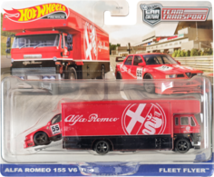 HW TEAM TRANSPORT Alfa Romeo 155 V6 Ti and Fleet Flyer, RED #53 Collectibles for sale