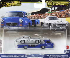 HW TEAM TRANSPORT Mercedes-Benz 300 SL / '55 Mercedes-Benz Blaues Wunder, BLUE/GRAY #70 Collectibles for sale
