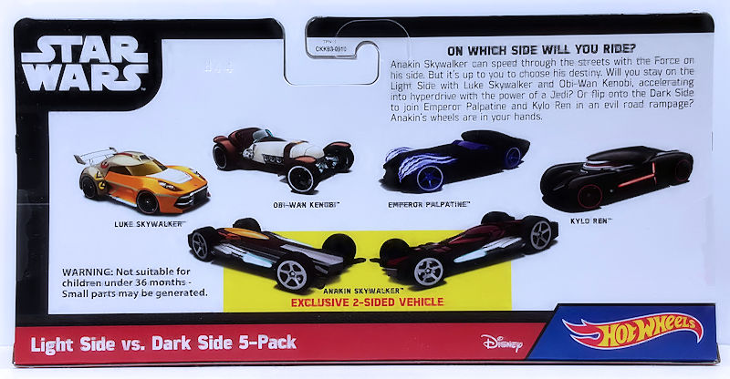 Hot Wheels Star Wars Light Side V's Dark Side 5 Pack Cars with Exclusive Model 