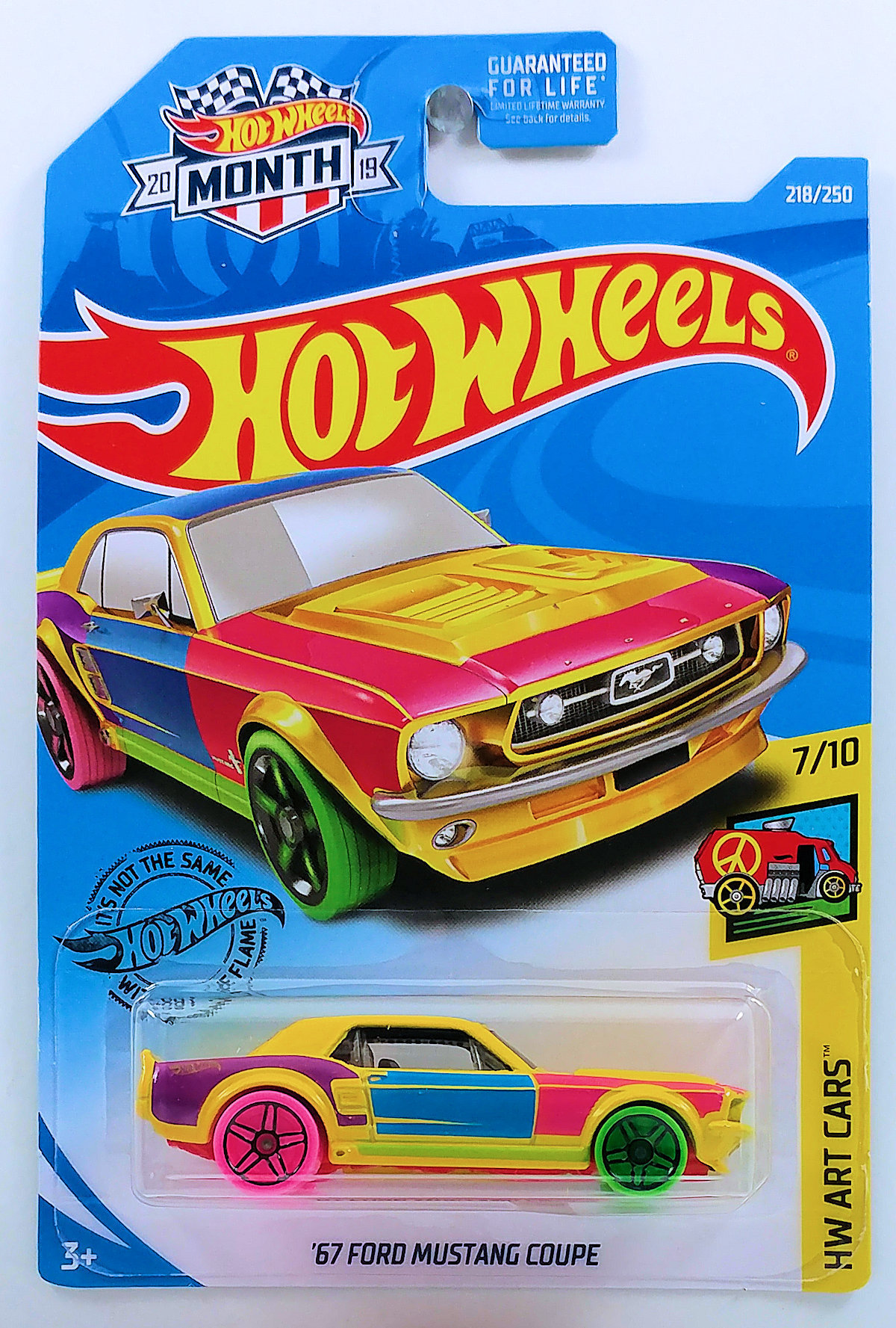 Hot Wheels 2019 HW Art Cars Series #218 '67 Ford Mustang Coupe Yellow w/ PR5s 