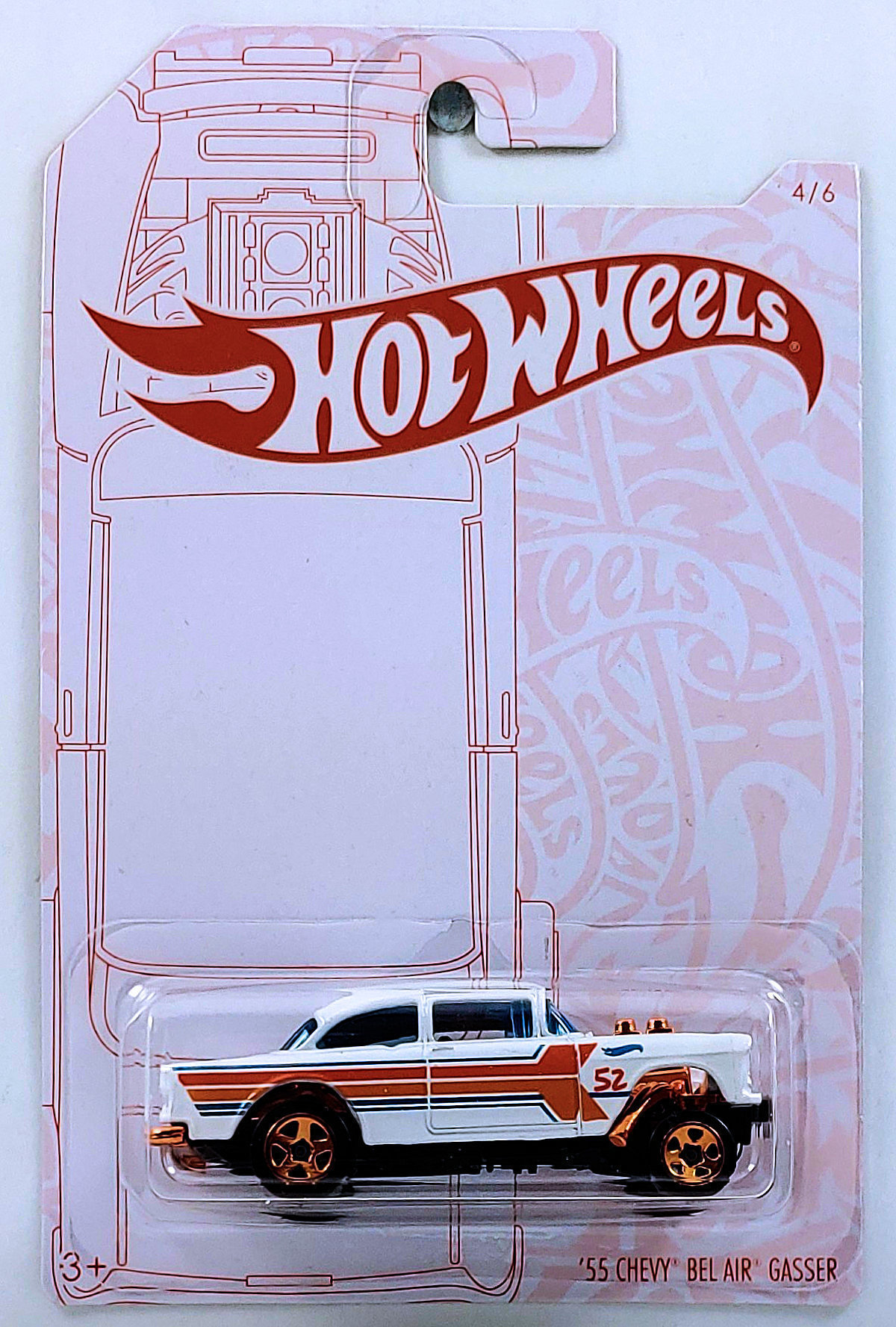 2020 Hot Wheels 52nd Anniversary Pearl and Chrome #4 '55 Chevy Bel Air Gasser 