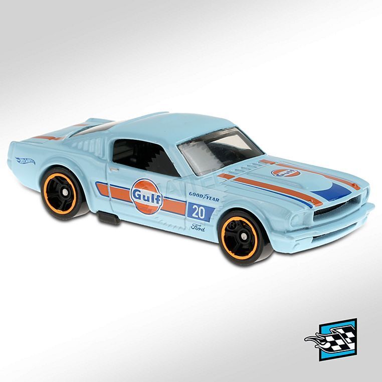 HOT WHEELS '65 MUSTANG 2+2 FASTBACK BLUE HW SPEED GRAPHIC 4/10 LOT OF 2 GULF