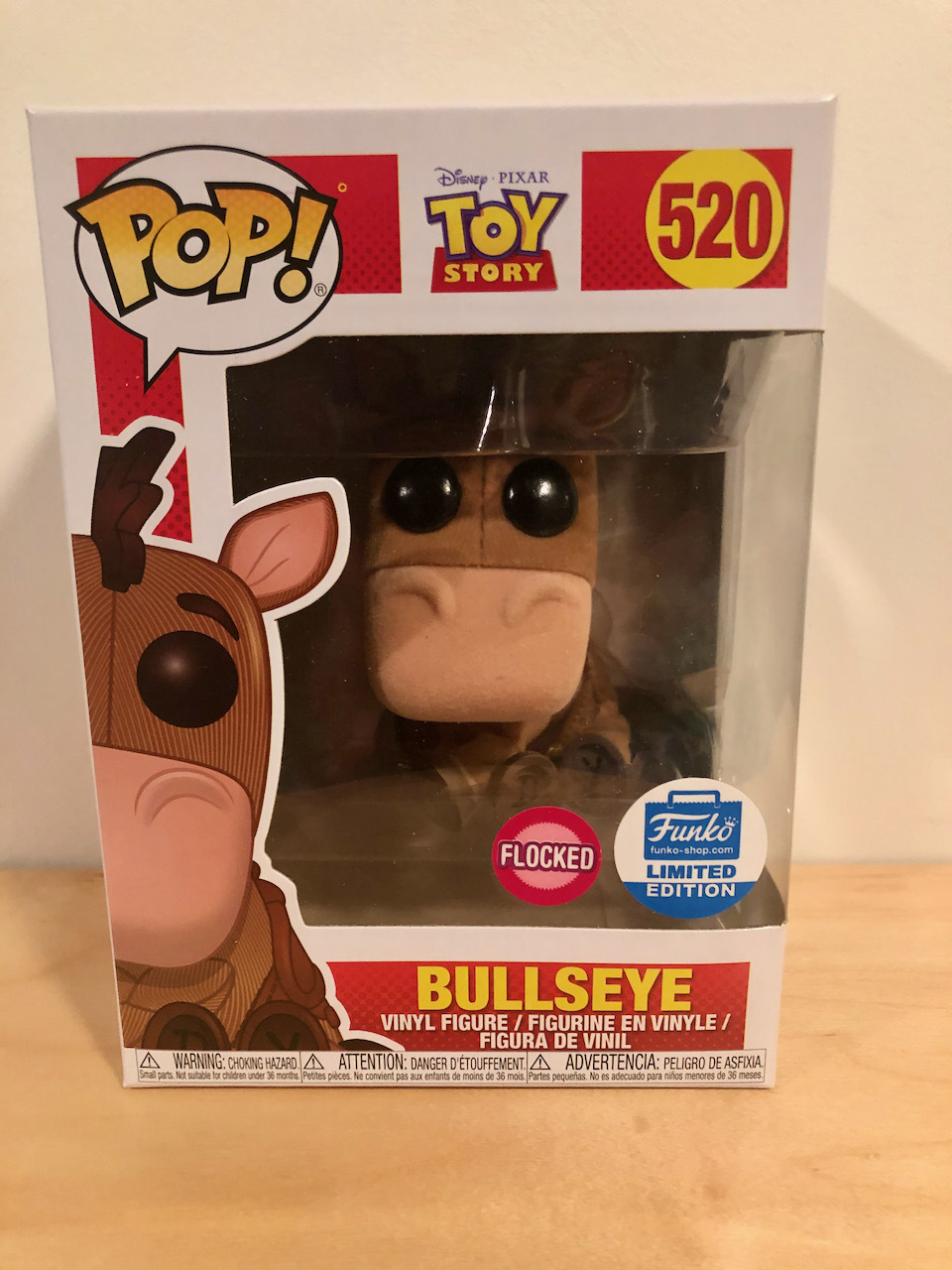 Flocked bullseye toy shop story funko pop