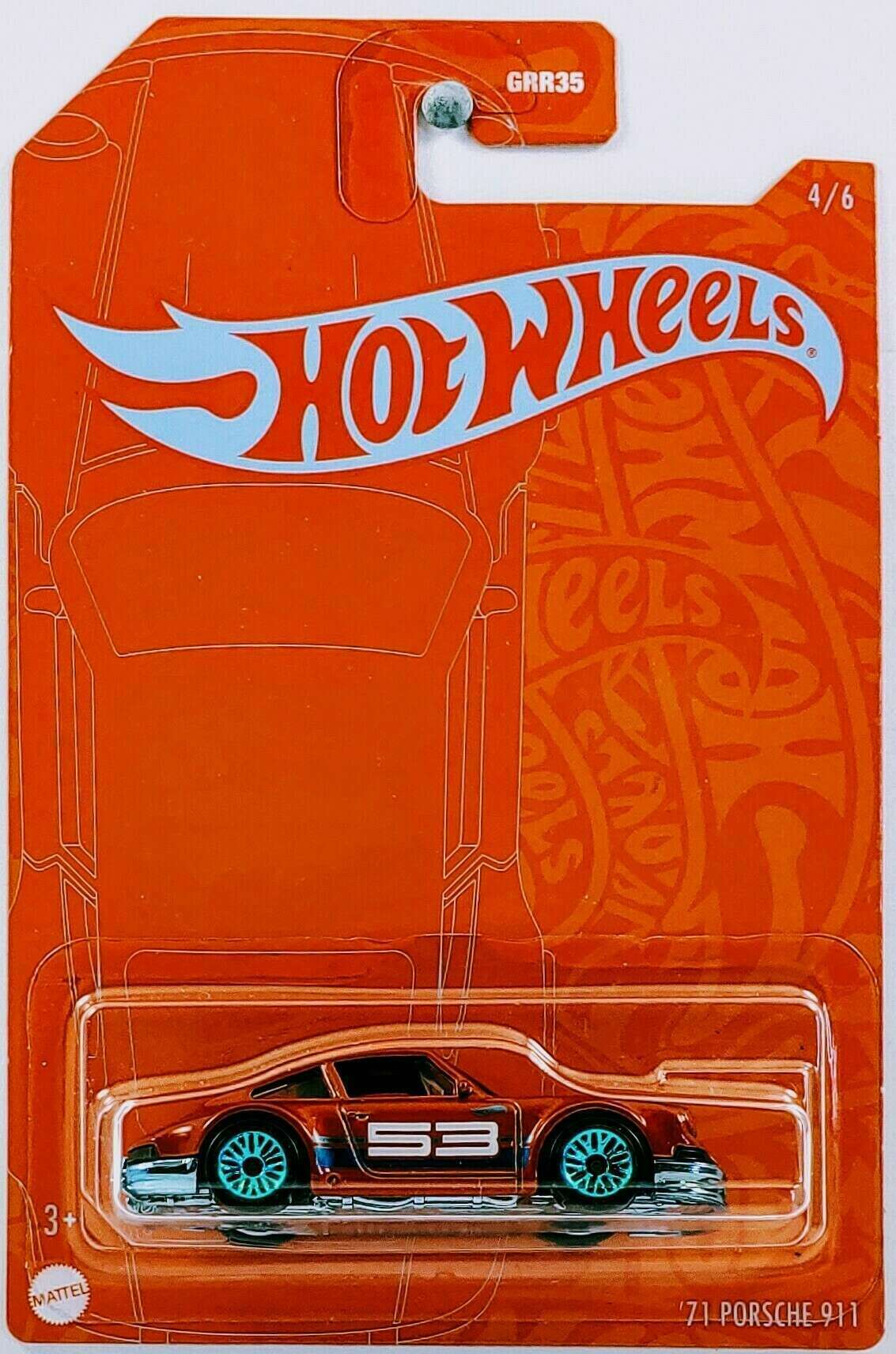 Hot Wheels '71 Porsche 911 #4 Orange and Blue 53rd Anniversary 4/6 Case B 