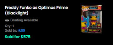 Funko Pop! Fundays Blacklight Battle Freddy Funko As Optimus Prime (White  Box) SE (LE 1500) - US