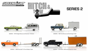Greenlight Hitch and Tow 1974 Dodge Monaco w/ Airstream 16' Bambi 1:64 