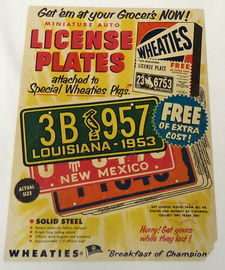 Vintage 1953 Minnesota General Mills Wheaties Cereal Bicycle License Plate 