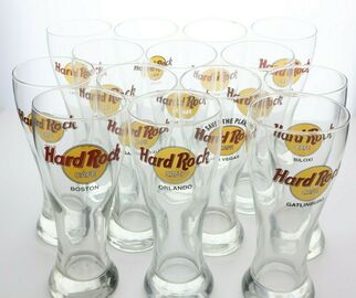 8 1/2" Height Chicago or Nashville Hard Rock Cafe Pilsner Beer Glass 20 OZ 